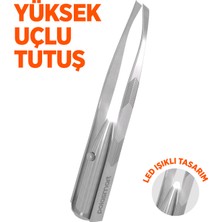 Polosmart PSC40 Paslanmaz Çelik Ergonomik Ince Uçlu Kaş Şekillendirici LED Işıklı Cımbız Silver
