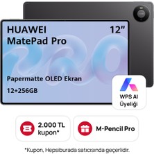 Huawei Matepad Pro 12" 12GB 256GB Papermatte OLED Tablet - Uzay Grisi + Klavye + M-Pencil Pro