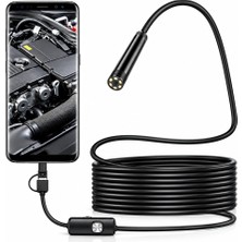 UltraTekno 5.5 mm Endoskop Yılan Kamera 6 LED IP67 Sert Kablo Type-C USB Android OTG PC 2-20 Metre