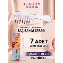 Beauty Collection Serumia 7 Metal Uçlu Hazneli Saç Dibi Serum ve Bakım Yağı Uygulama Tarağı Şeffaf
