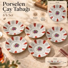 PALU GASTRO 6’lı Porselen Çay Tabağı Seti 12 cm Desenli Sunum Tabağı