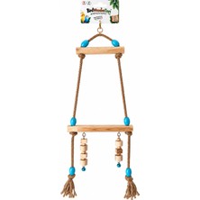 Bird Wooden Toys Birdwoodentoys Çift Tünekli Boncuklu Doğal Ahşap Kuş Salıncağı – Muhabbet Kuşu, Sultan Papağanı, Sevda, Forpus ve Cennet Papağanı Oyuncağı