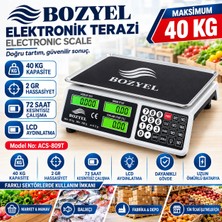 Netoc Bozyel Şarjlı Elektronik Dijital Pazarcı Manav ve Kasap Terazisi 40 kg Kapasiteli Elektronik Dijital Tartı TÜRKÇE TUŞLU