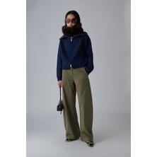 Suud Collection Haki Renny Geniş Paça Pantolon
