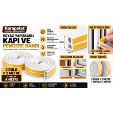 Karapolat Yapışkanlı Kapı Pencere Bandı Fitili Beyaz 2x2=4 Metre | Isı, Soğuk, Toz ve Rüzgar Izolasyon Bandı