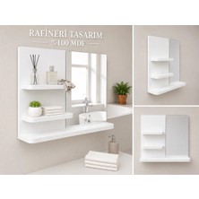 Rafineri Tasarım Nero Banyo Aynası,makyaj Aynası,raflı Ayna,dekoratif Raflı Ayna,takı ve Kozmetik Raflı