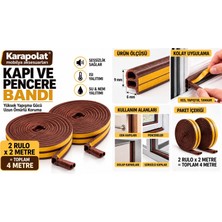 Karapolat Yapışkanlı Kapı Pencere Bandı Fitili Kahverengi 2x2=4 Metre | Isı, Soğuk, Toz ve Rüzgar Izolasyon Bandı