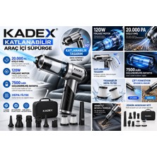 Kadex Katlanabilir Şarjlı Araç Içi Süpürge 20.000 Pa 120W Üfleme Vakum Hepa Filtreli