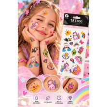 BP Tattoo BP Unicorn Temalı Renkli Çocuk Dövmesi Cilt Dostu Su Transferli 9x17 cm Eğlenceli Tasarım