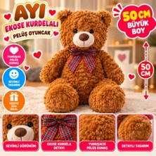 Sende Buldum PL50243 50 cm Ayı Ekose Kurdelalı Peluş Oyuncak