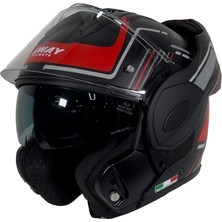 Sway X600 Orıon Black Red Çeneden Açılır Kask