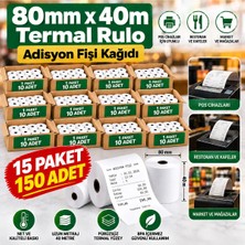 Mavi Concept 80X40 Adisyon Fişi Adisyon Kağıdı Yazıcı Rulosu Termal Rulo 15 Paket 150 Adet