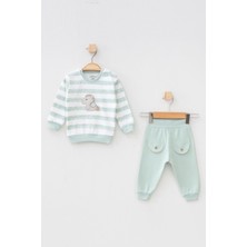 Aziz Bebe Erkek Bebek At Nakışlı Sweatshirt Pantolon 2 'li Alt Üst Bebek Takımı 3 Ay - 36 Ay