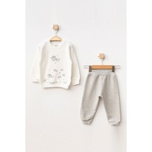Aziz Bebe Erkek Bebek Kuzu Desenli Sweatshirt Pantolon 2 'li Alt Üst Bebek Takımı 3 Ay - 18 Ay