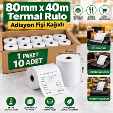 Mavi Concept 80X40 Adisyon Fişi Adisyon Kağıdı Yazıcı Rulosu Termal Rulo 1 Paket 10 Adet