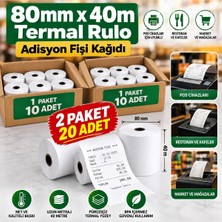 Mavi Concept 80X40 Adisyon Fişi Adisyon Kağıdı Yazıcı Rulosu Termal Rulo 2 Paket 20 Adet