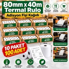 Mavi Concept 80X40 Adisyon Fişi Adisyon Kağıdı Yazıcı Rulosu Termal Rulo 10 Paket 100 Adet