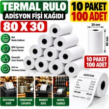 Mavi Concept 80X30 Adisyon Fişi Adisyon Kağıdı Yazıcı Rulosu Termal Rulo 10 Paket 100 Adet
