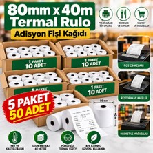 Mavi Concept 80X40 Adisyon Fişi Adisyon Kağıdı Yazıcı Rulosu Termal Rulo 5 Paket 50 Adet