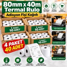 Mavi Concept 80X40 Adisyon Fişi Adisyon Kağıdı Yazıcı Rulosu Termal Rulo 4 Paket 40 Adet