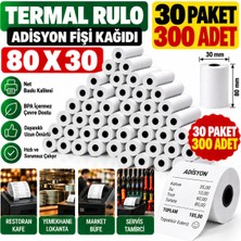 Mavi Concept 80X30 Adisyon Fişi Adisyon Kağıdı Yazıcı Rulosu Termal Rulo 30 Paket 300 Adet