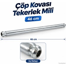 Badem10 Çöp Kovası Konteyner Tekerlek Mili 46 cm Metal Yedek Aks Tekerlek Bağlantı Çubuğu Montaj Parçası