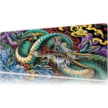 Rowl RW-MP9040-30 Gaming Mousepad 90X40 cm Xl Renkli Ejderha ve Dalga Desenli