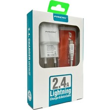 Pineng PN-538 2.4A Lightning Şarj Aleti Seti Adaptör ve Data Kablosu Beyaz