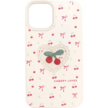 Happy Trend Loves Nakışlı Kawaii Kiraz Desenli Telefon Kılıfı – iPhone ile Uyumlu, Darbe Emici, Şık ve Dokulu Arka Kapak (Kiraz, iphone 14 Plus / 15 Plus)