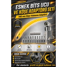 Happy Trend Bits Ucu ve Köşe Adaptörü Seti 140 mm Açılı Vidalama Aparatı Manyetik Uç Tutucu 10 Parça Bits Seti Matkap ve Şarjlı Vidalama Uyumlu Profesyonel Set