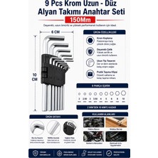 Happy Trend Parça Krom Uzun Düz Alyan Anahtar Seti 150 mm (2–10 Mm) Dayanıklı Çelik Allen Anahtar Takımı