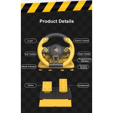 Happy Trend Oyun Yarış Direksiyon Pxn V3 Pro 180° Yarış Yarış Direksiyonu, Evrensel USB Bağlantı Noktası ve Pedallı, Pc, Ps3, Ps4, Xbox One, Xbox Serisi S&x, Nintendo Switch Için Uygundur (Sarı)
