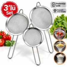 Dies Paslanmaz Çelik Süzgeç 3 Boy Tel Süzgeç Seti 12CM-14CM-16CM Pratik-Un Eleği-Süzgeç-Kevgir