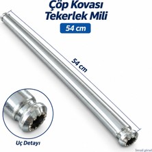 Badem10 Çöp Kovası Konteyner Tekerlek Mili 54 cm Metal Yedek Aks Tekerlek Bağlantı Çubuğu Montaj Parçası