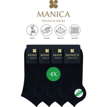 MANICA Erkek Bambu Patik Çorap 4 Çift - Siyah