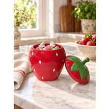 Easy Life Collection's Jardin Des Fraises Vakumlu Kapaklı Porselen Kavanoz - 12,5 x 18 cm