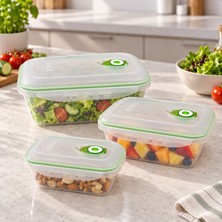 Ggs Solingen Dosen 3’lü Vakum Kapaklı Plastik Saklama Kabı Seti Yeşil