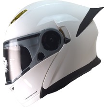 FAZER-965 Çene Açılır Güneş Vizörlü Kask (Beyaz)