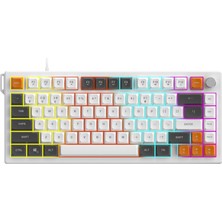 Universal Üçlü Mod Membran Gaming Klavye,%75 Düzen, 4000MAH Batarya, Rgb 14 Efekt, Tft Ekran, Type-C, Bluetooth 2.4g, Su Geçirmez, Win Uyumlu, Multimedya Düğmeli | Ajazz AF82 (Turuncu Beyaz - AF82)