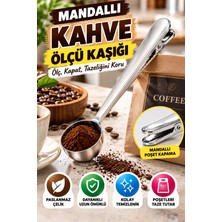 Open Home Concept Mandallı Kahve Ölçü Kaşığı Gümüş Renk Çok Fonksiyonlu Paslanmaz Çelik Kaşık
