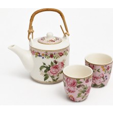 Easy Life Collection's Chant Des Roses Porselen Çaydanlık ve 2'li Fincan Seti 600 ml