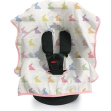 Universal %100 Pamuk Müslin Puset & Oto Koltuk Örtüsü - Rainbow Lapin Pink POKORT-RLP-000STD