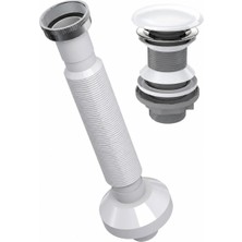 Aqua Bagno Pop-up Sifon, Beyaz Seramik Başlıklı, Taşma Deliksiz, (1 -1/4), Pis Su Çıkış Borusu Dahil - Set 2 Parça | 90.99.05.07.05