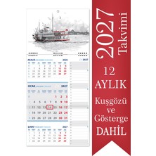 Sticker Art 2027 Not Gemici Takvimi Denizci Duvar Takvimi 27,5x60,5 cm