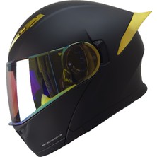 FAZER-965 Çene Açılır Güneş Vizörlü Kask (Mat Siyah Gold)
