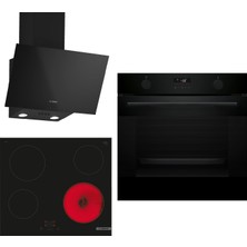 Bosch Elektrikli Ocaklı Siyah 3 Lü Ankastre Set 659 ( HUA736EA0T - PKE611BA2E - DWK63PJ60T )