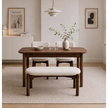 Uvi Collection Vina Luxe Açılır Mutfak Masa Takımı, Mdf Ceviz (1 Masa + 2 Sandalye + 1 Bench)