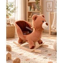 Pufu Toys Ayıcık Peluş Sallanan Oyuncak – Ahşap Tabanlı Güvenlik Kemerli