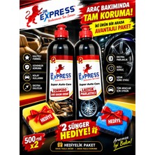 Dr. Express Oto Lastik Parlatıcı Jel Oto Torpido Döşeme Temizleyici Premium Bakım Seti Süngerli 500 ml