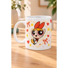 Mor Mürekkep Powerpuff Girls Blossom Sarmal Baskılı Beyaz Kupa